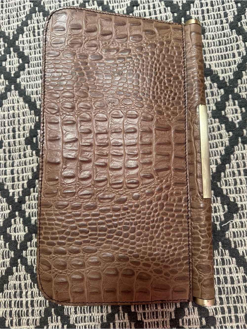 BCBGMaxAzria Brown Croc-Embossed Leather Wallet